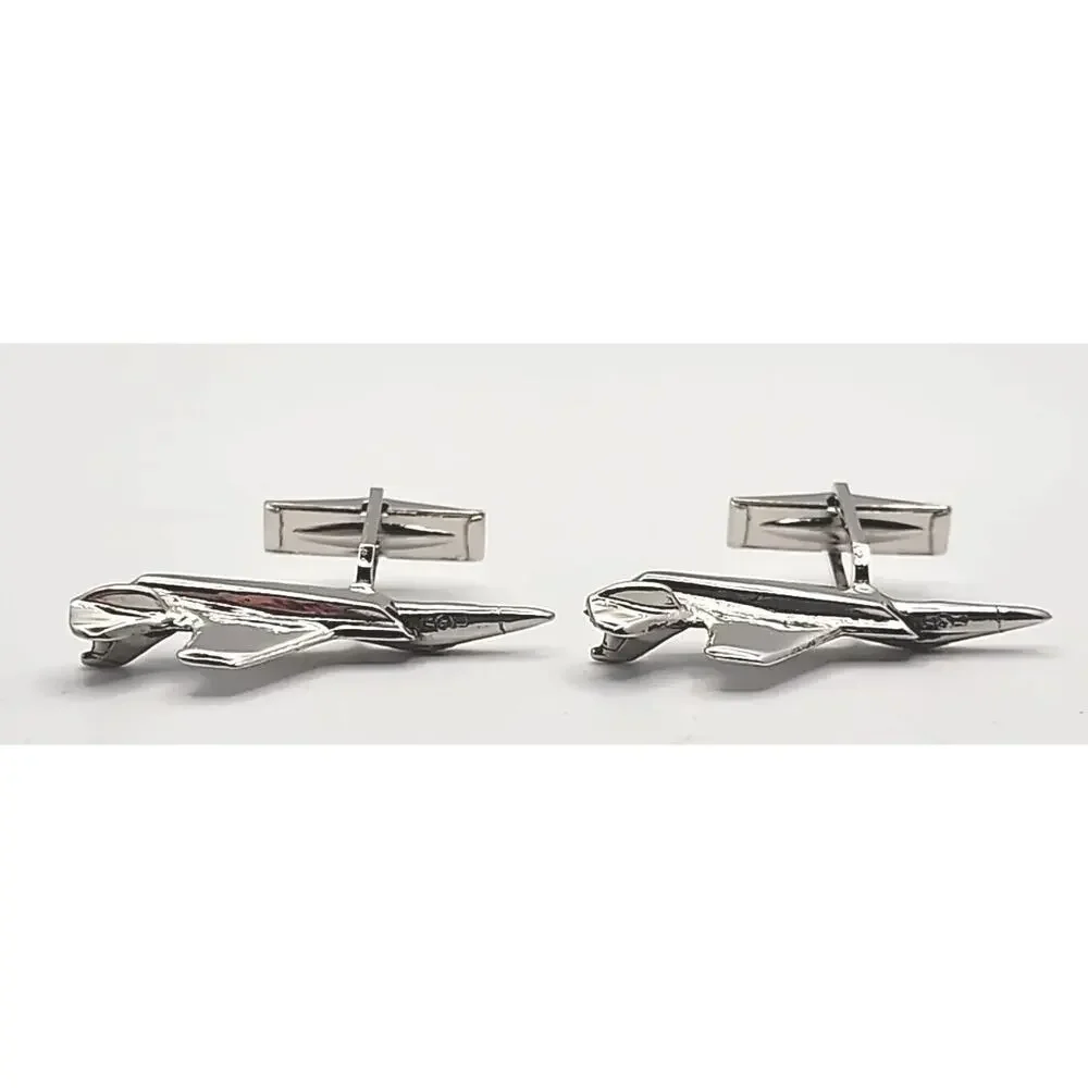 Vtg 1970's McDonnell Douglas F-15 Silver Tone Pewter Fighter Jet Cuff Links PB93